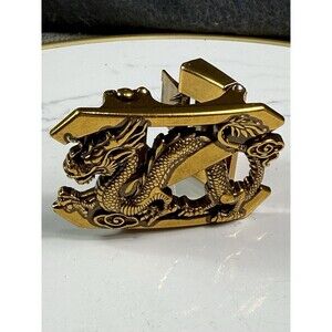 Vintage Style Dragon Belt Buckle Bronze Tone Asian Mythical Western 1.25" Strap